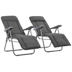 vidaXL Opklapbare stoelen met kussens, 2 stuks, grijs
