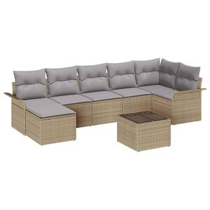 vidaXL Tuin Sofa Set met kussen 8 pcs Beige Poly riet