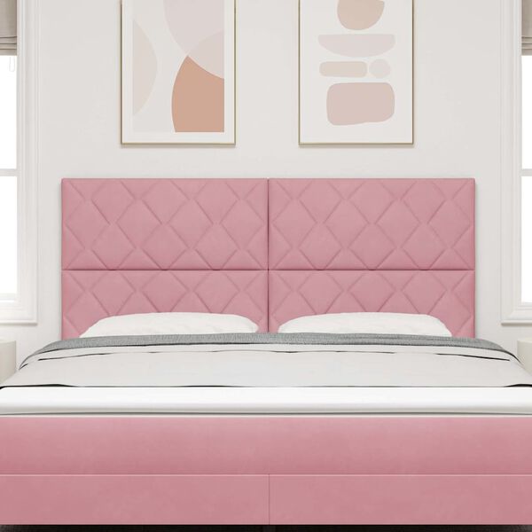 vidaXL LED Hoofdbord Roze 180 cm Nep Leer