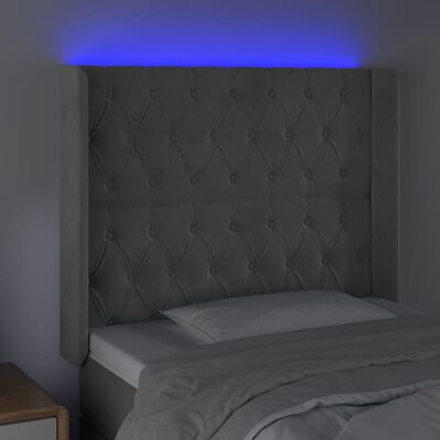 vidaXL Hoofdbord LED 103x16x118/128 cm fluweel lichtgrijs