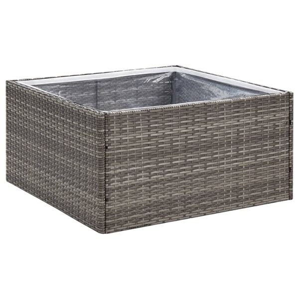 vidaXL Plantenbak 80x80x40 cm poly rattan grijs