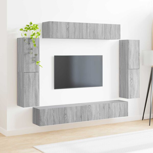 vidaXL TV-kast 8 pcs Grijs Sonoma