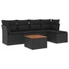 vidaXL 6-delige Loungeset met kussens poly rattan zwart