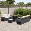 vidaXL Tuin Sofa Set met kussen 10 pcs Zwart en Crème poly rattan