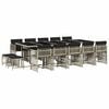 vidaXL 15-delige Tuinset met kussens poly rattan lichtgrijs