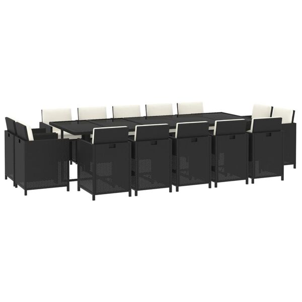 vidaXL 15-delige Tuinset met kussens poly rattan zwart