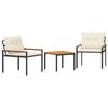 vidaXL tuinmeubelset 3 st 2-zits Cr&egrave;mewit poly rattan