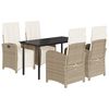 vidaXL 5-delige Tuinset met kussens poly rattan beige