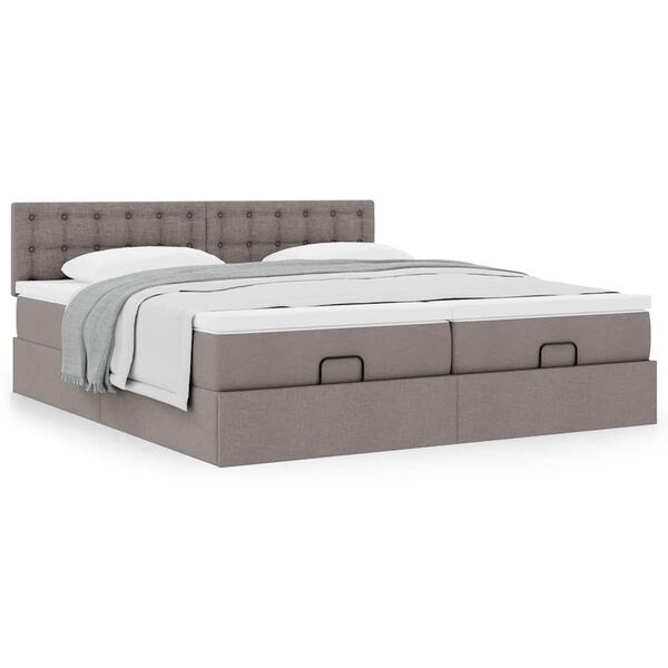 vidaXL Ottoman bed met matrassen 160x200cm stof taupe