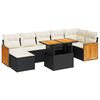 vidaXL 8-delige Loungeset met kussens poly rattan acacia zwart