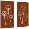 vidaXL Wanddecoratie tuin 2 st bloemenontwerp 105x55 cm cortenstaal