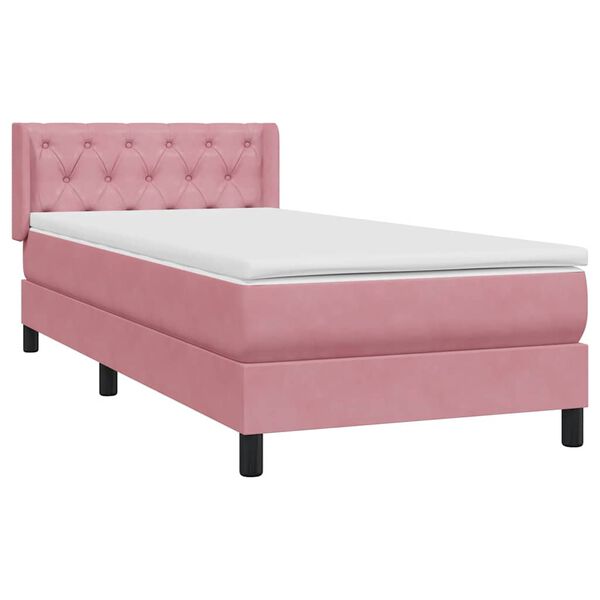 vidaXL Boxspring met matras fluweel roze 80x220 cm