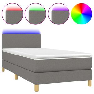 vidaXL Boxspring met matras en LED stof donkergrijs 80x200 cm