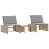 vidaXL Ligstoelen 2 st met tafel beige poly rattan