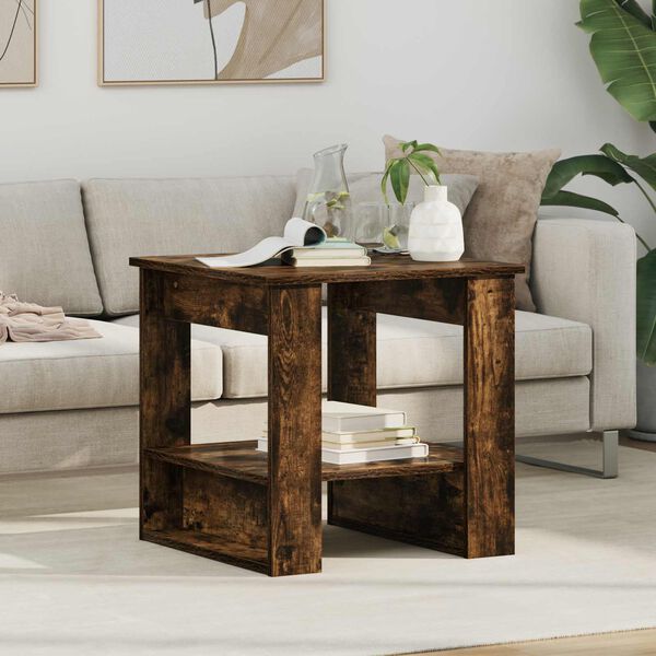 vidaXL Salontafel Gerookt eiken 51 x 50 x 50 cm Bewerkt hout