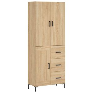 vidaXL Hoge kast 69,5x34x180 cm bewerkt hout sonoma eikenkleurig