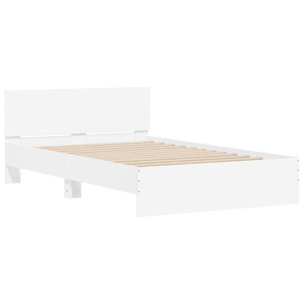 vidaXL Bedframe met hoofdeinde wit 135x190 cm