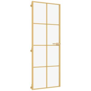 vidaXL Binnendeur smal 76x201,5 cm gehard glas en aluminium goudkleur