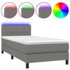 vidaXL Boxspring met matras en LED stof donkergrijs 80x200 cm