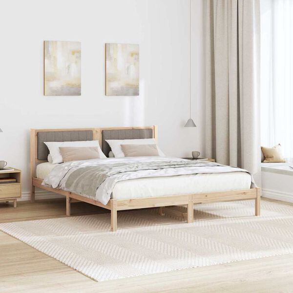 vidaXL Bedframe met Gevoerd Hoofdgedeelte Taupe 160 x 200 cm
