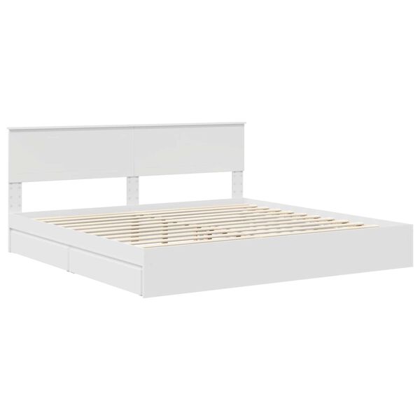 vidaXL Opslag bed met hoofdeinde Wit 200 x 200 cm Bewerkt hout
