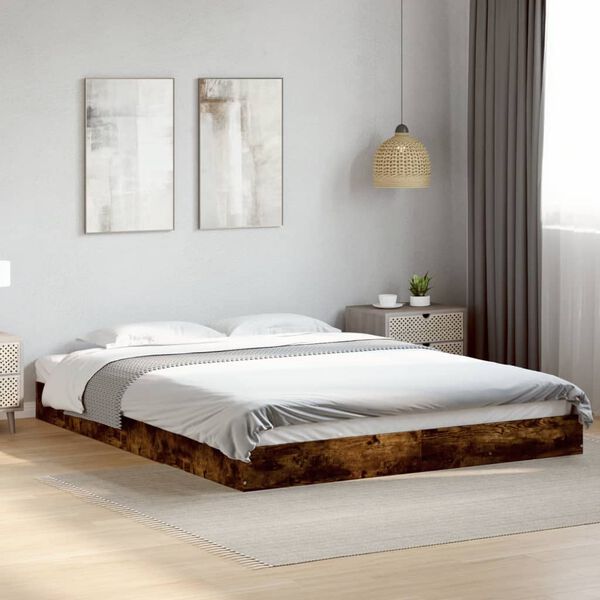 vidaXL Bedframe zonder matras hout gerookt eikenkleurig 160x200 cm