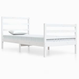 vidaXL Bedframe massief grenenhout wit 90x200 cm