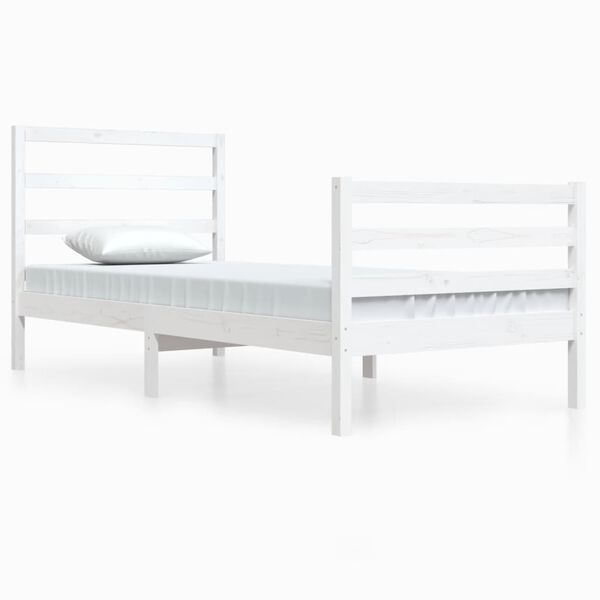 vidaXL Bedframe massief grenenhout wit 90x200 cm