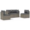 vidaXL 4-delige Loungeset met kussens poly rattan grijs