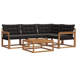 vidaXL Buiten bankenset met kussen 5 pcs Natuurlijk en Zwart