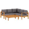 vidaXL 4-delige Loungeset met kussens massief acaciahout
