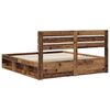 vidaXL Bedframe met hoofdeinde Oudhout 200 x 200 cm Massief grenenhout
