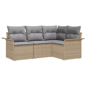 vidaXL Tuin Sofa Set met opslag 4 pcs Beige poly rattan