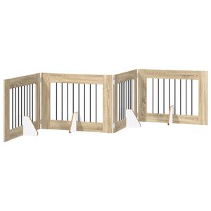 vidaXL Opvouwbaar hondenhek met standaards 4 pcs Sonoma Eiken 321 cm