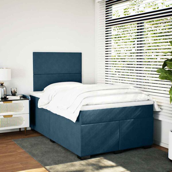 vidaXL Boxspring met matras fluweel blauw 120x190 cm