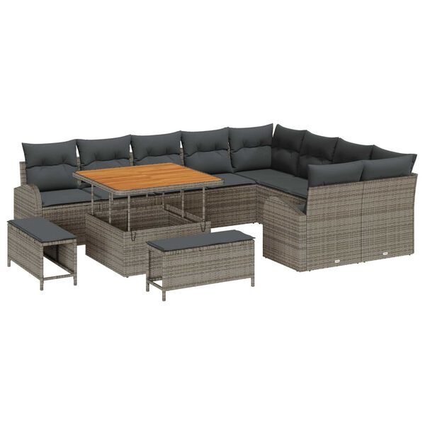 vidaXL Tuin Sofa Set met kussen met opslag met kussen 12 pcs Grijs