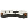 vidaXL Bankstel 7 st Zwart en Cream Wit Poly Rattan en Staal