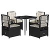 vidaXL 5-delige Tuinset met kussens poly rattan zwart