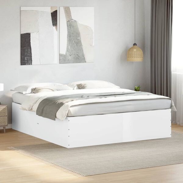 vidaXL Bedframe massief hout wit 200x200 cm