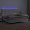vidaXL Boxspring met matras en LED kunstleer cr&egrave;mekleurig 200x200 cm