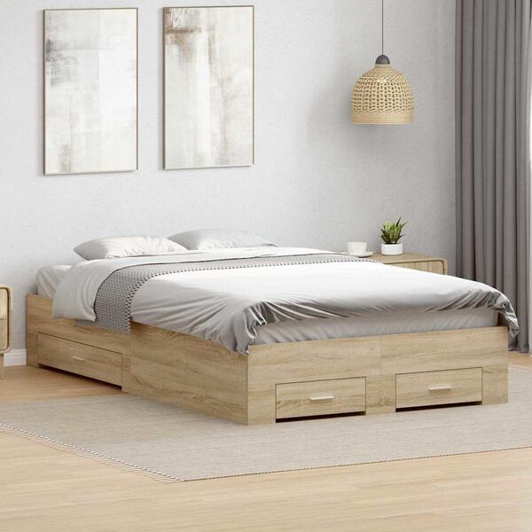 vidaXL Bedframe Bruin 140 x 200 cm Bewerkt hout