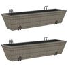 vidaXL Plantenbakken 2 st met haken poly rattan grijs