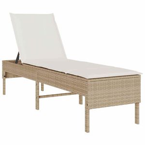 vidaXL Ligstoel met kussen beige 55x200x44cm polyrotan