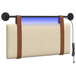 vidaXL Hangend hoofdbord Met LED-verlichting Cr&egrave;mekleurig Antiek PU