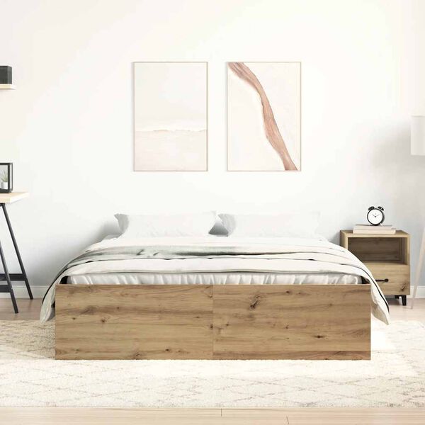 vidaXL Bedframe zonder matras bewerkt hout artisanaal eikenkleurig