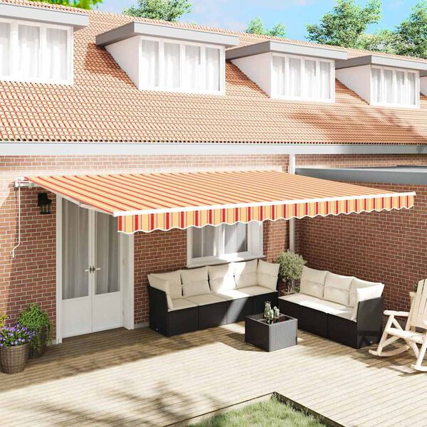 vidaXL Inklapbaar Zonnescherm Geel en Oranje 500 &times; 300 cm Stof