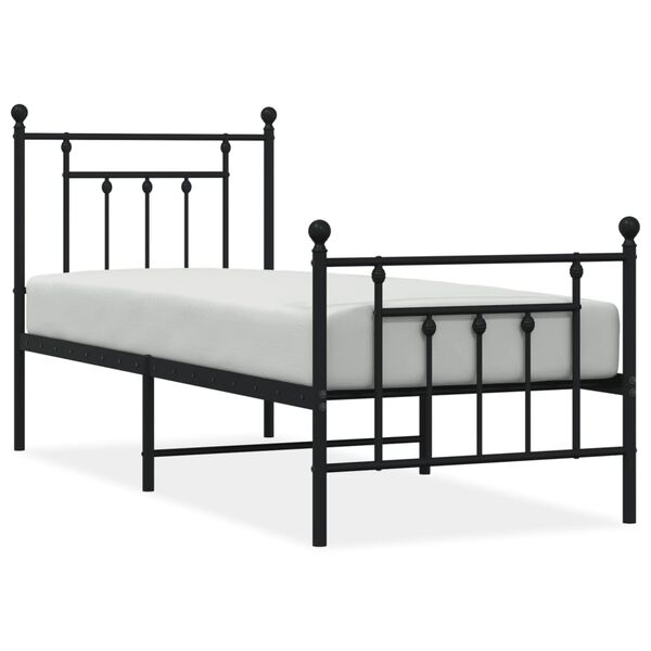 vidaXL Bedframe met hoofd- en voeteneinde metaal zwart 75x190 cm