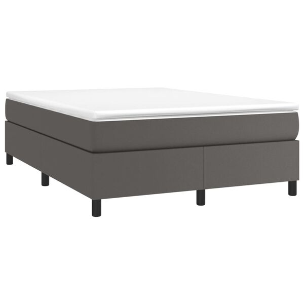 vidaXL Boxspring bed kunstleer grijs 140x190 cm