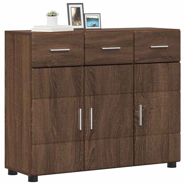 vidaXL Dressoir FLORIN Bruin Eiken 88,5 x 30,5 x 73 cm Bewerkt hout