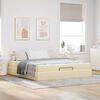 vidaXL Bedframe met matras met matras 2 pcs Cr&egrave;me Stof